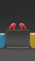 Wireless earbuds in magenta glass